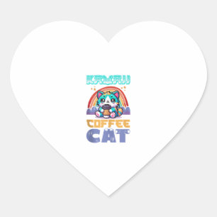 Kawaii Coffee Cat Adorable Anime Style  Heart Sticker
