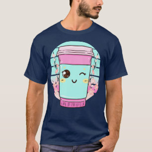 Kawaii Coffee Cup Funny Caffeine Japanese T-Shirt