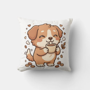 Kawaii Coffee Dog Decorative Pillow