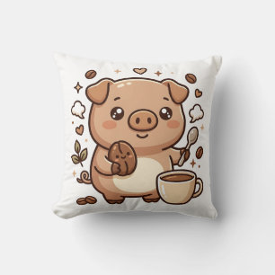 Kawaii Coffee Pig Pillow