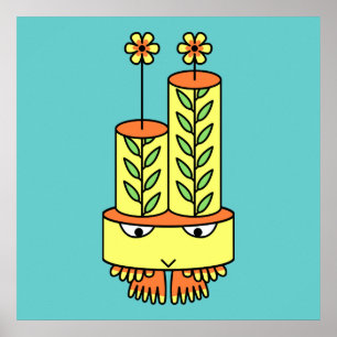 Kawaii coloré mignon affiches de personnages de de