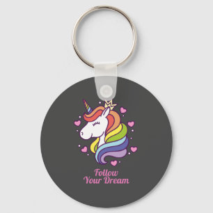 Kawaii Colourful Rainbow Unicorn Dreams Keychain