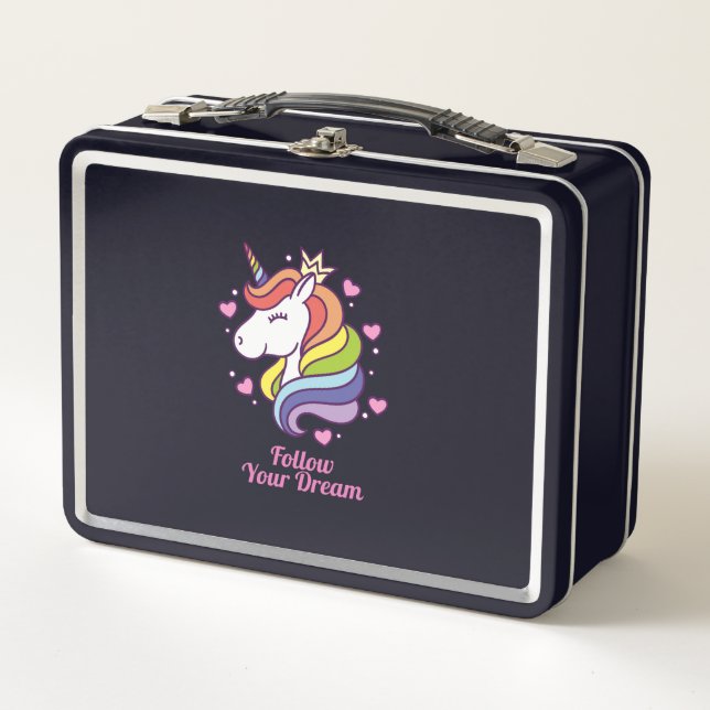 Kawaii Colourful Rainbow Unicorn Dreams    Metal Lunch Box (Front)