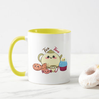 kawaii cookies and cute tea time  mug