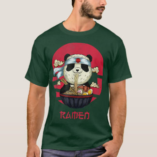 Kawaii Cool Panda Eating Ramen Lover Ramen Noodles T-Shirt