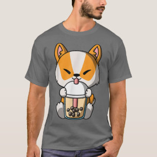 Kawaii Corgi Dog Boba Milk Tea Bubble Tea Anime T-Shirt