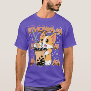 Kawaii Corgi Dog Bubble Tea Boba Anime Neko Japane T-Shirt