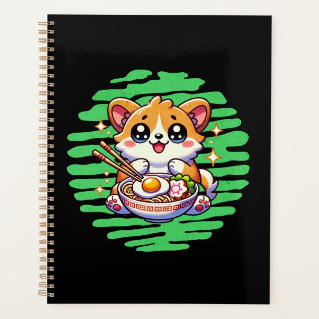 Kawaii Corgi eating bowl of Ramen Planner (Front)