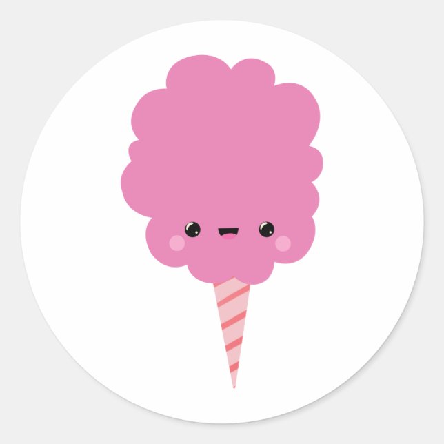 Kawaii Cotton Candy Classic Round Sticker (Front)