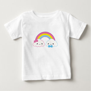 Kawaii Couple Clouds with Rainbow Baby T-Shirt
