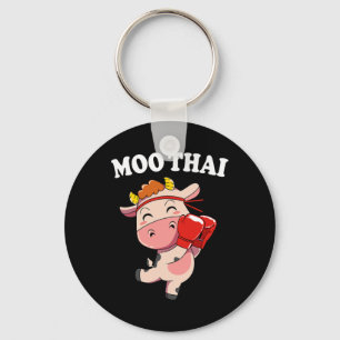 Kawaii Cow Moo Thai Kickboxing Muay Thai Keychain