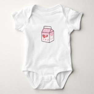 Kawaii Cow Retro Japanese Strawberry Milkshake Baby Bodysuit
