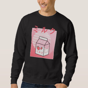 Kawaii Cow Retro Japanese Strawberry Milkshake Sweatshirt