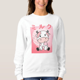 Kawaii Cow Retro Japanese Strawberry Milkshake Sweatshirt