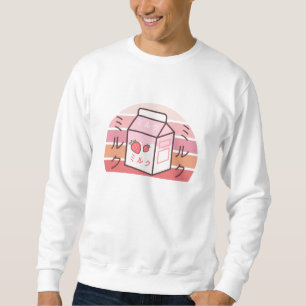 Kawaii Cow Retro Japanese Strawberry Milkshake Sweatshirt