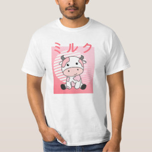Kawaii Cow Retro Japanese Strawberry Milkshake T-Shirt