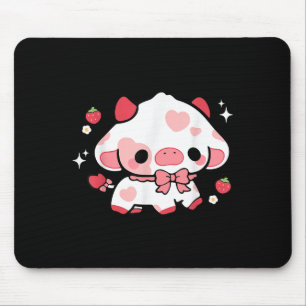 Kawaii Cow Strawberry Cute Aesthetic Anime Girls T Mouse Pad