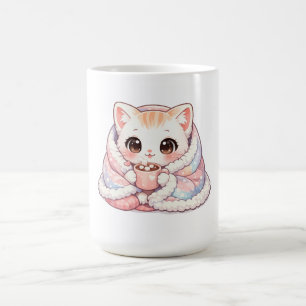 Kawaii Cozy Cocoa Kitty – Cute Pastel Blanket Cat Coffee Mug