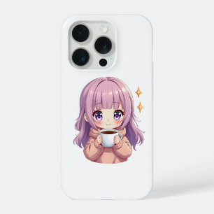 Kawaii Cozy Coffee Girl – Pastel Aesthetic sticker iPhone 15 Pro Case