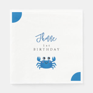 Kawaii Crab Beach Birthday Party Napkins
