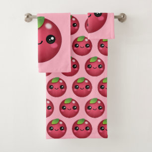 Kawaii Cranberry Bath Towel Set