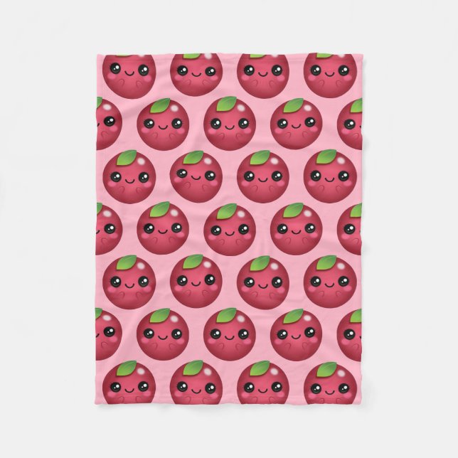 Kawaii Cranberry Fleece Blanket (Front)