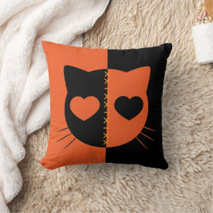 Kawaii Creepy Cute Cat Halloween Throw Pillow