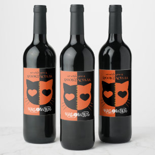 Kawaii Creepy Cute Cat Spooktacular Halloween Wine Label