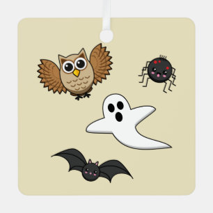 Kawaii Creepy Night Creatures Set Metal Ornament