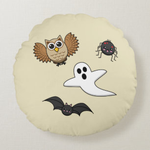 Kawaii Creepy Night Creatures Set Round Pillow