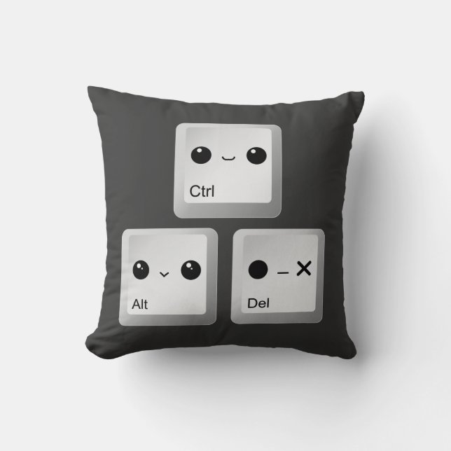 Kawaii Ctrl Alt Del Keyboard - Reboot Throw Pillow (Front)