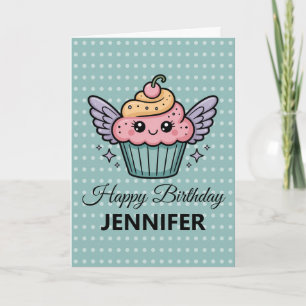  Kawaii Cupcake   Birthday Greeting Card