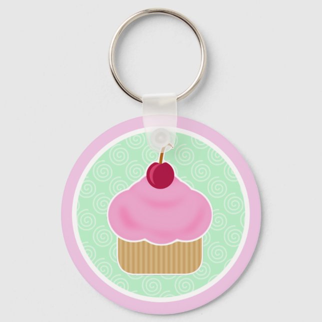 Kawaii Cupcake Cherry Keychain (Front)