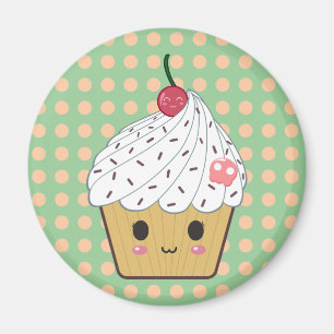 Kawaii Cupcake in Polka Dots Magnet
