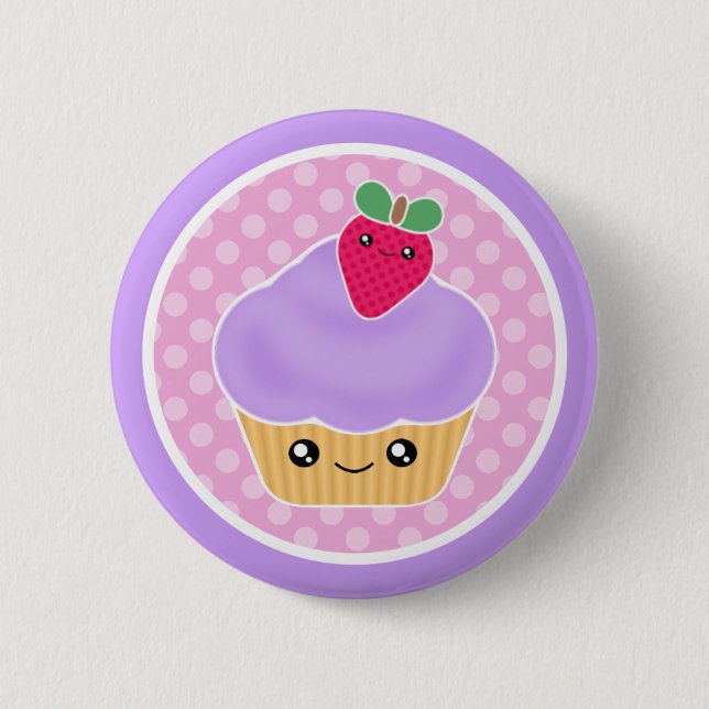 Kawaii Cupcake Strawberry 2 Inch Round Button (Front)