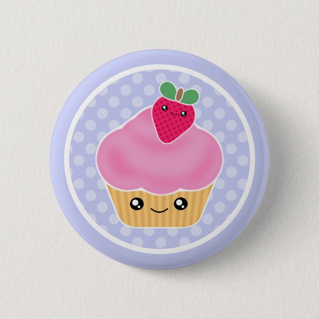 Kawaii Cupcake Strawberry 2 Inch Round Button (Front)
