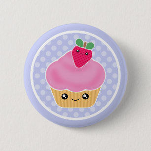 Kawaii Cupcake Strawberry 2 Inch Round Button