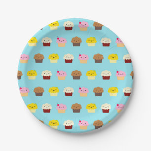 Kawaii Cupcakes Paper Plate