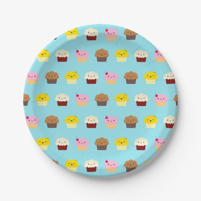 Kawaii Cupcakes Paper Plate (Front)