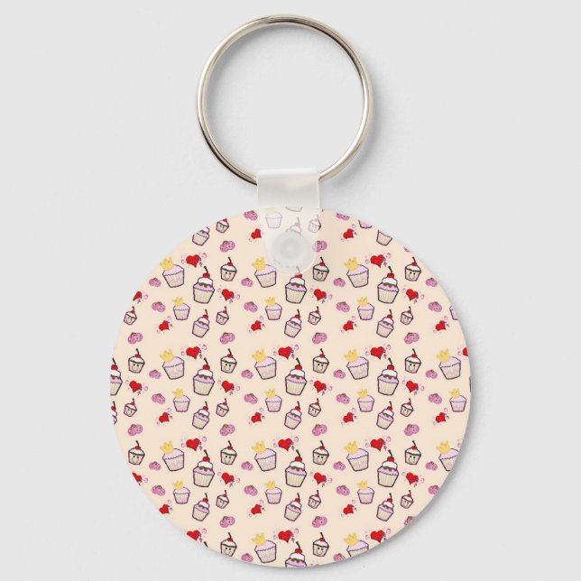 Kawaii Cupcakes Pattern accessories Keychain (Front)