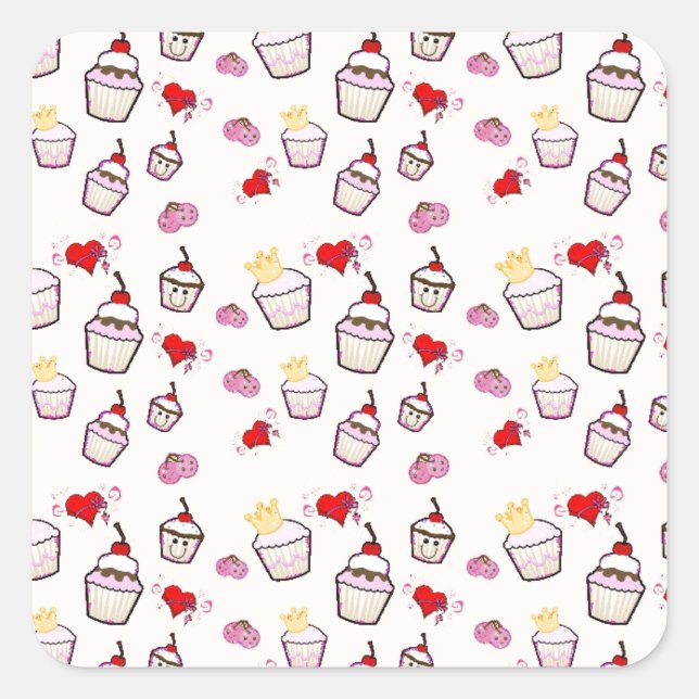 Kawaii Cupcakes Pattern accessories Square Sticker (Front)