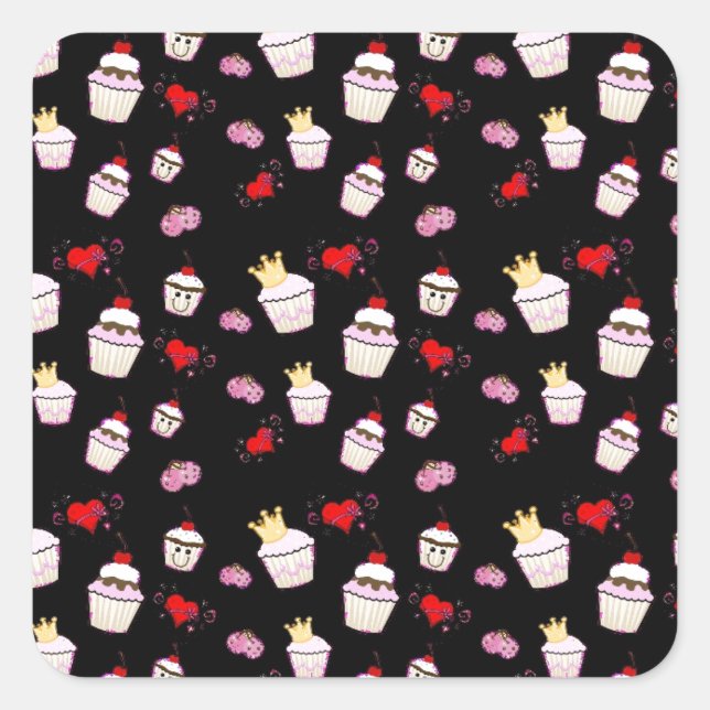 Kawaii Cupcakes Pattern accessories Square Sticker (Front)