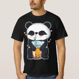 Kawaii Cute Anime Panda Boba Bubble Tea Otaku Men  T-Shirt