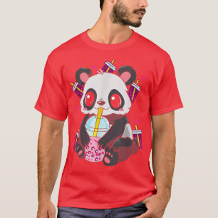 Kawaii Cute Anime Panda Boba Bubble Tea Otaku Men  T-Shirt