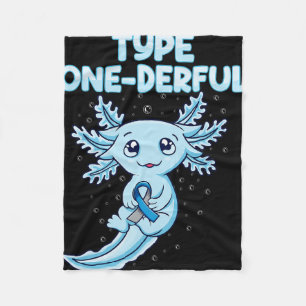 Kawaii Cute Axolotl Type Onederful T1d Diabetes Aw Fleece Blanket
