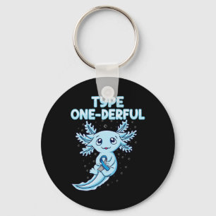 Kawaii Cute Axolotl Type Onederful T1d Diabetes Aw Keychain