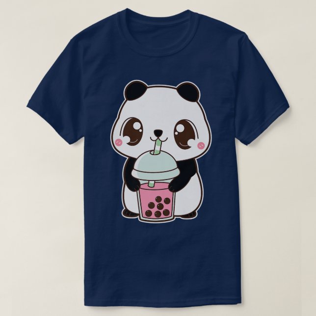 Kawaii Cute Boba Panda Bear Strawberry Bubble Pear T-Shirt (Design Front)