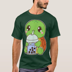 Kawaii Cute Boba Turtle Reptile Blue Bubble Pearl  T-Shirt