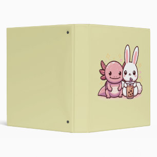 Kawaii Cute Bunny and Axolotl Binder