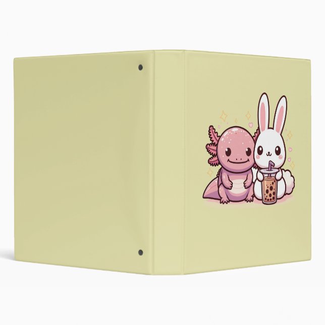 Kawaii Cute Bunny and Axolotl Binder (Background)